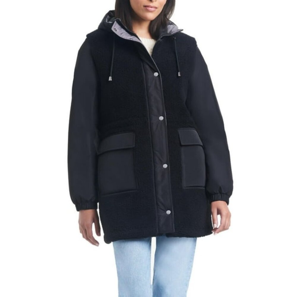 Brand New Sam & Libby Women's Mid-Length Parka With Sherpa Front Panel - Size M
